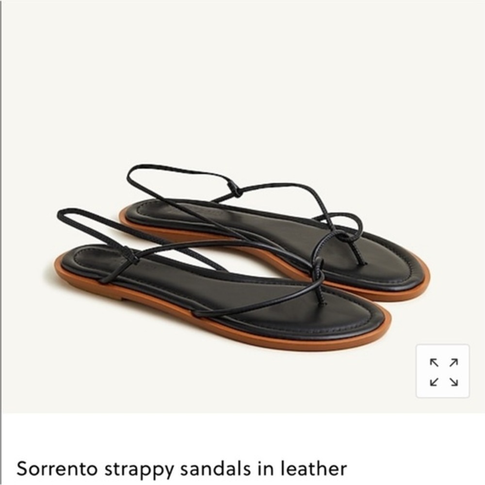 J. Crew Sorrento Black Asymmetric Strap Flat Sandals Women’s 10.5 Summer Dressy - Picture 2 of 6